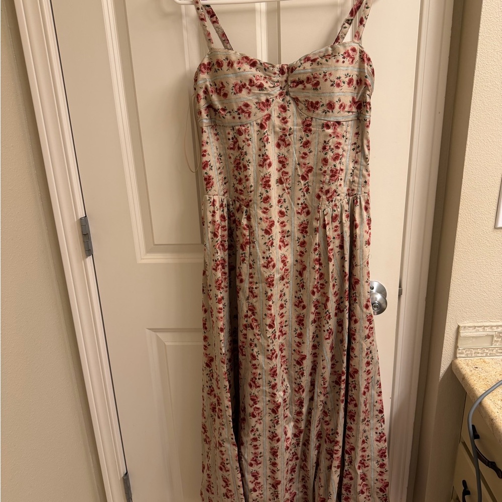 Abercrombie & Fitch Cream Maxi Dress with Pink Floral Print - Picture 6 of 6